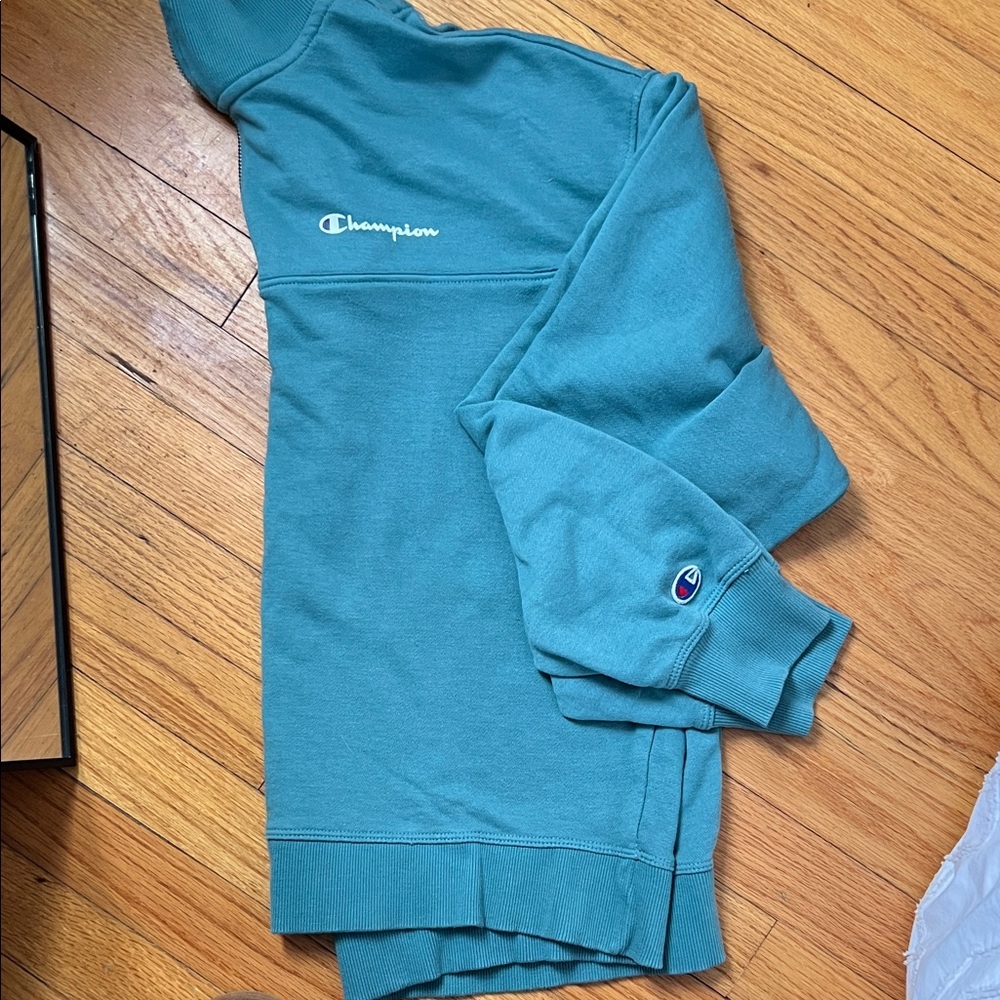 Champion Woman’s quarter Zip-Teal Sweater cropped fit - Picture 4 of 4